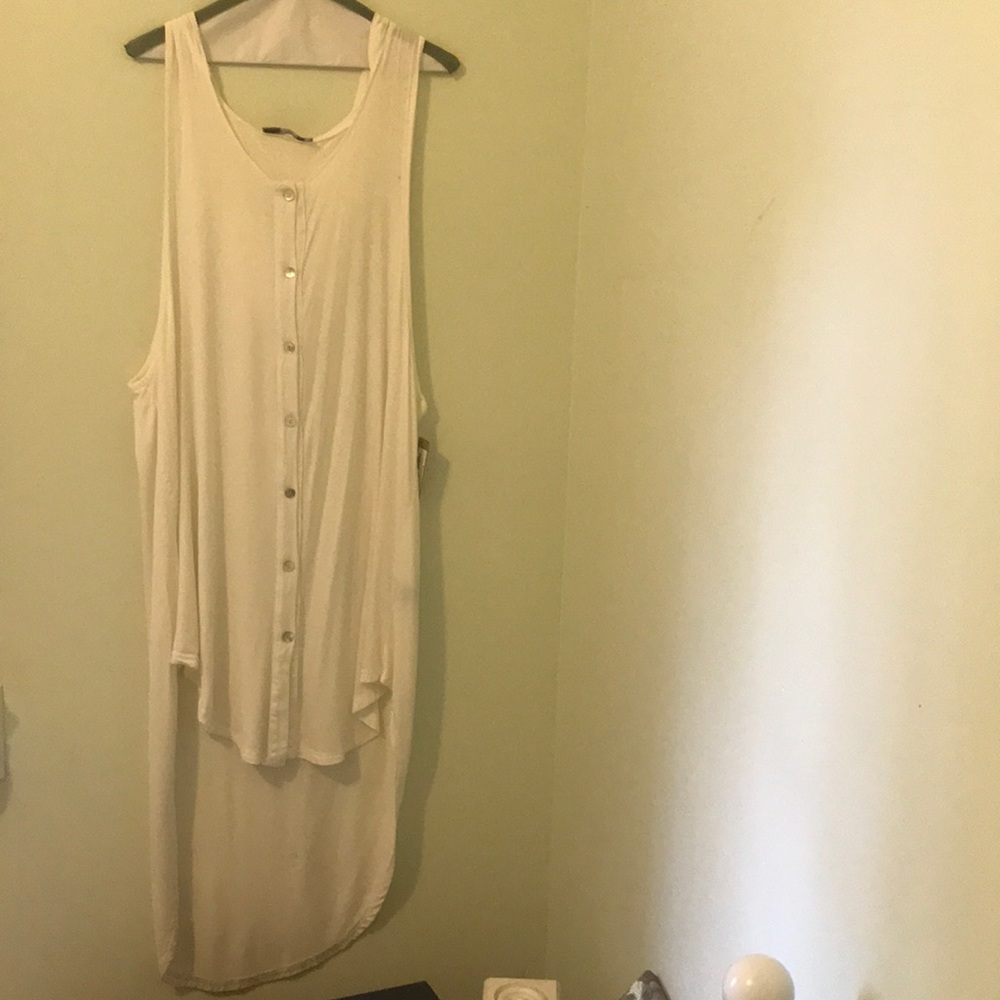Off White hooded hi low dress cover-up
